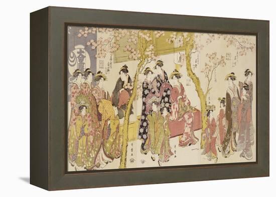 Three Groups of Courtesans with Their Shinzo and Kamuro-Kitagawa Utamaro-Framed Premier Image Canvas