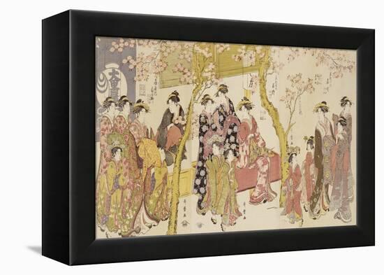 Three Groups of Courtesans with Their Shinzo and Kamuro-Kitagawa Utamaro-Framed Premier Image Canvas