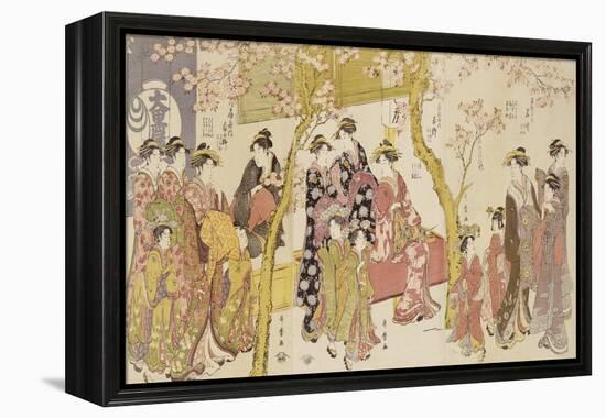 Three Groups of Courtesans with Their Shinzo and Kamuro-Kitagawa Utamaro-Framed Premier Image Canvas