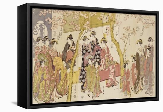 Three Groups of Courtesans with Their Shinzo and Kamuro-Kitagawa Utamaro-Framed Premier Image Canvas