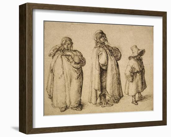 Three Gypsies, C.1605 (Pen and Ink on Paper)-Jacques II de Gheyn-Framed Giclee Print