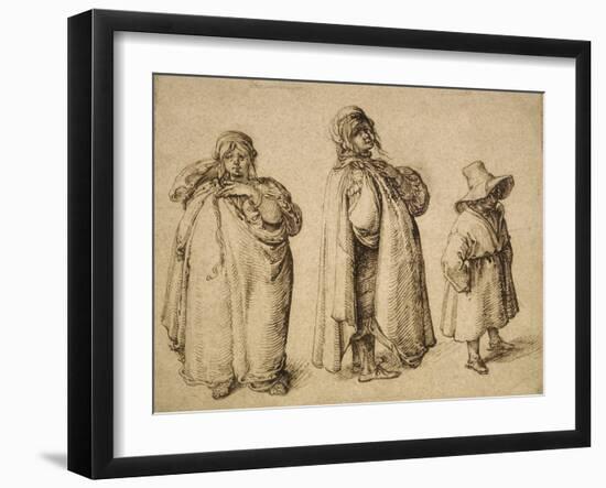 Three Gypsies, C.1605 (Pen and Ink on Paper)-Jacques II de Gheyn-Framed Giclee Print