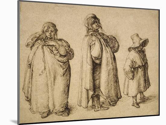 Three Gypsies, C.1605 (Pen and Ink on Paper)-Jacques II de Gheyn-Mounted Giclee Print