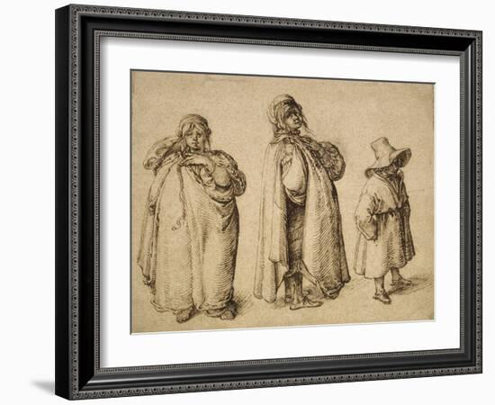 Three Gypsies, C.1605 (Pen and Ink on Paper)-Jacques II de Gheyn-Framed Giclee Print