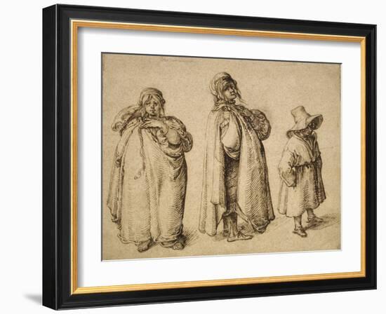 Three Gypsies, C.1605 (Pen and Ink on Paper)-Jacques II de Gheyn-Framed Giclee Print