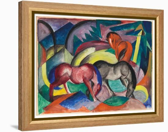 Three Horses, 1912 (Gouache on Card)-Franz Marc-Framed Premier Image Canvas