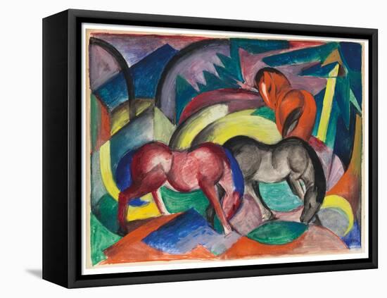 Three Horses, 1912 (Gouache on Card)-Franz Marc-Framed Premier Image Canvas