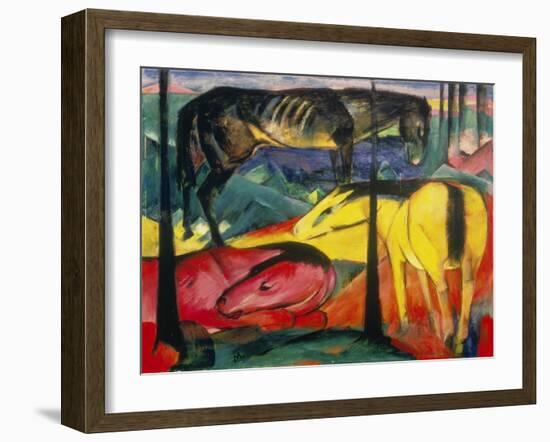 Three Horses, 1913-Franz Marc-Framed Giclee Print