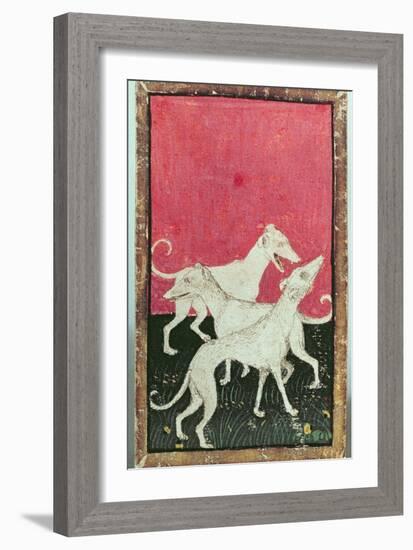 Three Hunting Dogs, One of a Set of Playing Cards, Courtly Hawking, Upper Rhein Are, c.1440-45-Konrad Witz-Framed Giclee Print