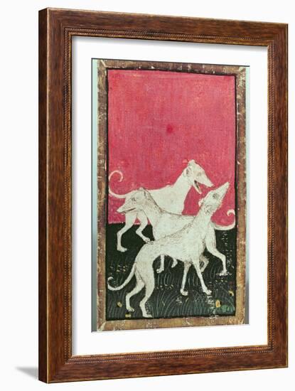 Three Hunting Dogs, One of a Set of Playing Cards, Courtly Hawking, Upper Rhein Are, c.1440-45-Konrad Witz-Framed Giclee Print