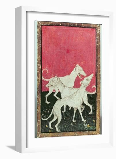 Three Hunting Dogs, One of a Set of Playing Cards, Courtly Hawking, Upper Rhein Are, c.1440-45-Konrad Witz-Framed Giclee Print