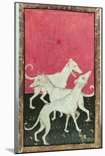 Three Hunting Dogs, One of a Set of Playing Cards, Courtly Hawking, Upper Rhein Are, c.1440-45-Konrad Witz-Mounted Giclee Print