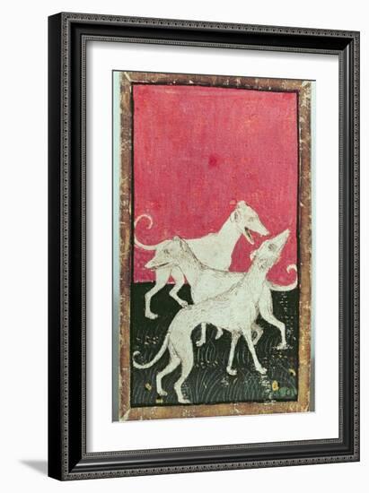 Three Hunting Dogs, One of a Set of Playing Cards, Courtly Hawking, Upper Rhein Are, c.1440-45-Konrad Witz-Framed Giclee Print