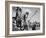 Three Indians In Headdress Watching Tourists "Dance San Ildefonso Pueblo New Mexico 1942." 1942-Ansel Adams-Framed Art Print