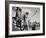 Three Indians In Headdress Watching Tourists "Dance San Ildefonso Pueblo New Mexico 1942." 1942-Ansel Adams-Framed Art Print