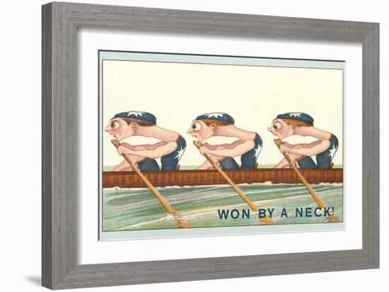 Three Intent Rowers, Won by a Neck-null-Framed Art Print