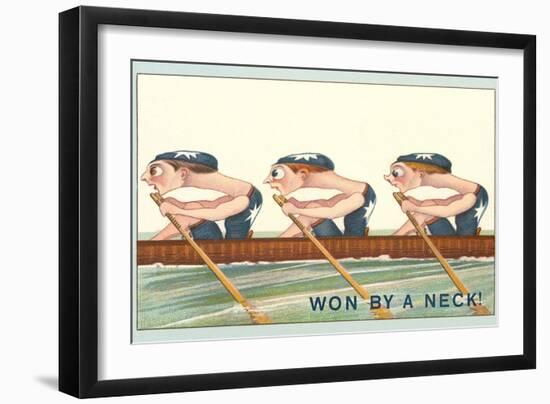 Three Intent Rowers, Won by a Neck-null-Framed Art Print