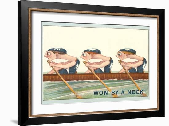 Three Intent Rowers, Won by a Neck-null-Framed Art Print