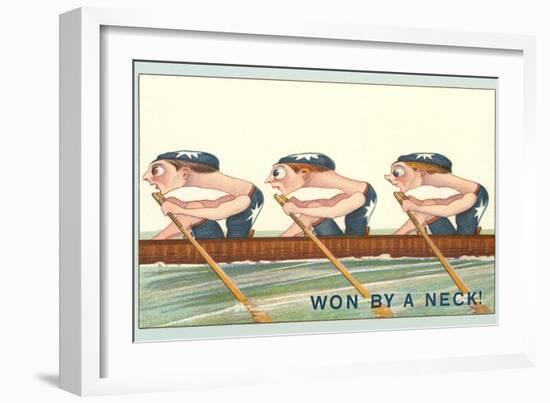 Three Intent Rowers, Won by a Neck-null-Framed Art Print