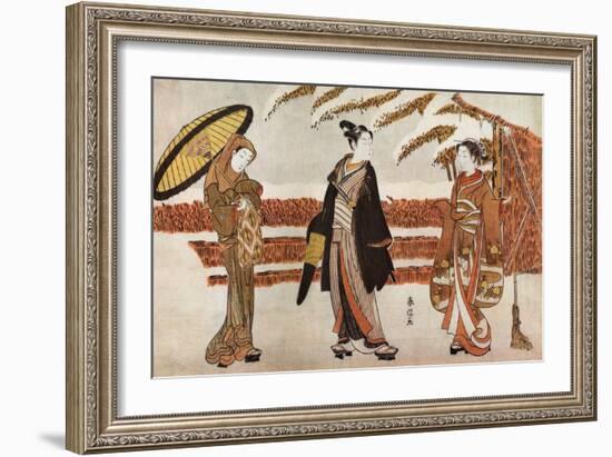 Three Japanese Women In-Suzuki Harunobu-Framed Giclee Print