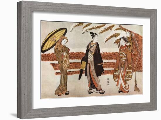 Three Japanese Women In-Suzuki Harunobu-Framed Giclee Print