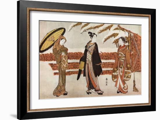 Three Japanese Women In-Suzuki Harunobu-Framed Giclee Print