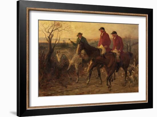 Three Jolly Huntsmen, 1878 (Oil on Canvas)-Randolph Caldecott-Framed Giclee Print