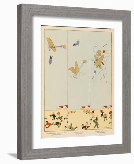 Three Kinds of Flying Accident 1, Fall of Aviator Without Plane-Joaquin Xaudaro-Framed Art Print