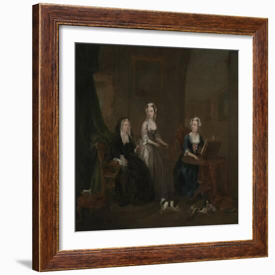 Three Ladies in a Grand Interior (‘The Broken Fan’), possibly Catherine Darnley-William Hogarth-Framed Giclee Print