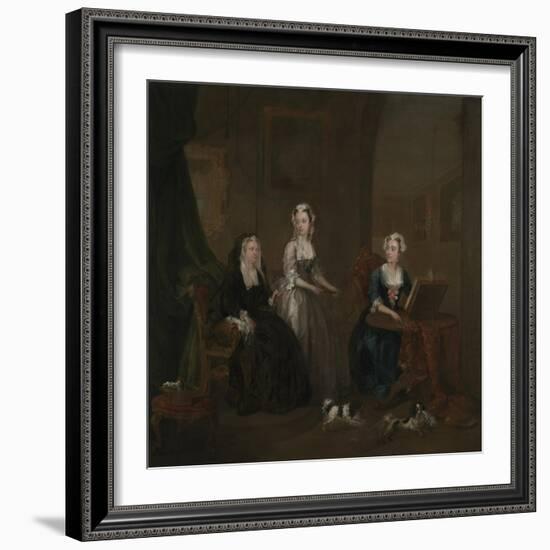 Three Ladies in a Grand Interior (‘The Broken Fan’), possibly Catherine Darnley-William Hogarth-Framed Giclee Print