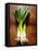 Three Leeks on Wooden Background-null-Framed Premier Image Canvas