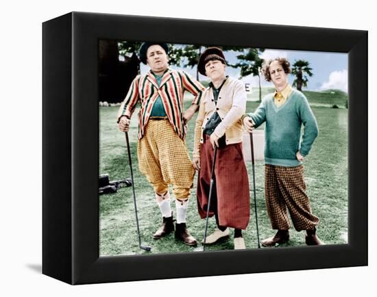 THREE LITTLE BEERS, from left: Curly Howard, Moe Howard, Larry Fine [the Three Stooges], 1935-null-Framed Stretched Canvas