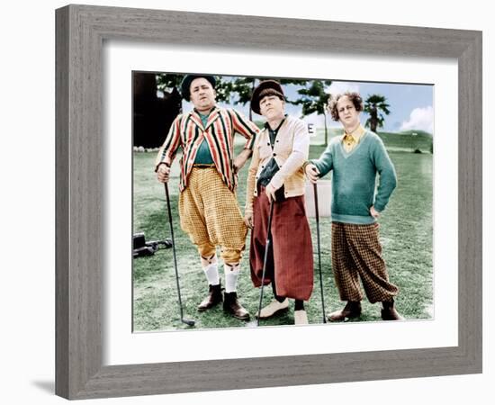 THREE LITTLE BEERS, from left: Curly Howard, Moe Howard, Larry Fine [the Three Stooges], 1935-null-Framed Photo