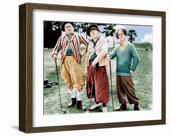 THREE LITTLE BEERS, from left: Curly Howard, Moe Howard, Larry Fine [the Three Stooges], 1935-null-Framed Photo