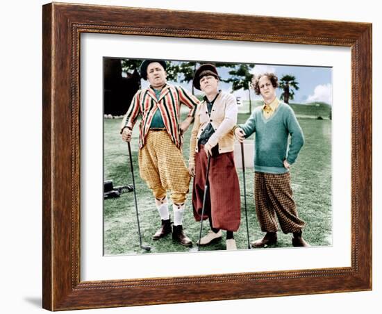 THREE LITTLE BEERS, from left: Curly Howard, Moe Howard, Larry Fine [the Three Stooges], 1935-null-Framed Photo