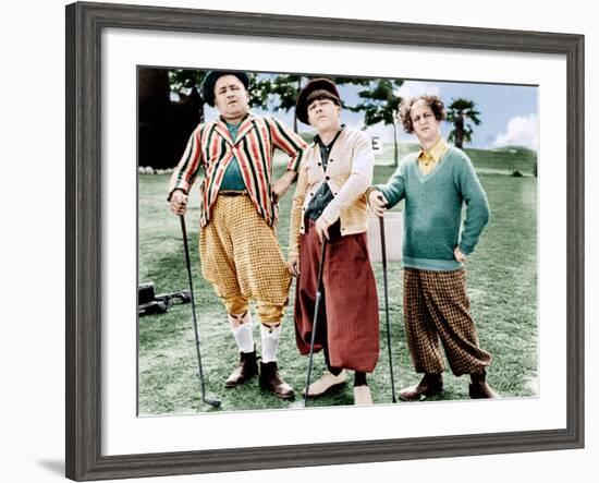 THREE LITTLE BEERS, from left: Curly Howard, Moe Howard, Larry Fine [the Three Stooges], 1935-null-Framed Photo