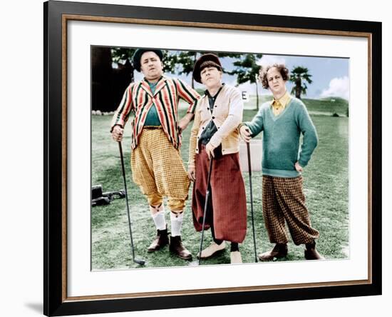 THREE LITTLE BEERS, from left: Curly Howard, Moe Howard, Larry Fine [the Three Stooges], 1935-null-Framed Photo