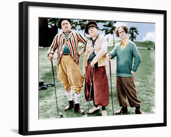 THREE LITTLE BEERS, from left: Curly Howard, Moe Howard, Larry Fine [the Three Stooges], 1935-null-Framed Photo