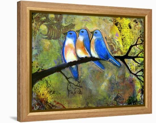 Three Little Bluebirds-Blenda Tyvoll-Framed Premier Image Canvas