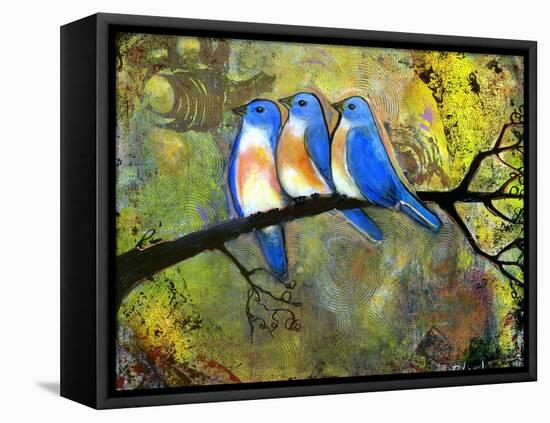 Three Little Bluebirds-Blenda Tyvoll-Framed Premier Image Canvas