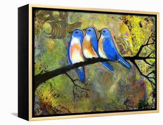 Three Little Bluebirds-Blenda Tyvoll-Framed Premier Image Canvas