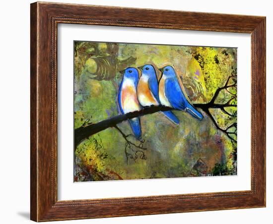 Three Little Bluebirds-Blenda Tyvoll-Framed Giclee Print