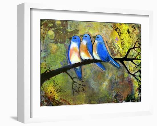 Three Little Bluebirds-Blenda Tyvoll-Framed Giclee Print