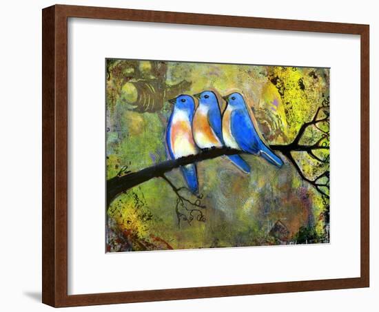 Three Little Bluebirds-Blenda Tyvoll-Framed Giclee Print