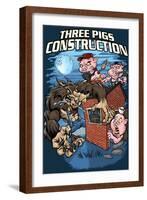 Three Little Pigs Construction-FlyLand Designs-Framed Giclee Print