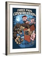 Three Little Pigs Construction-FlyLand Designs-Framed Giclee Print