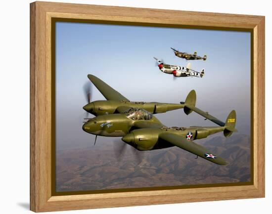 Three Lockheed P-38 Lightnings in Flight-Stocktrek Images-Framed Premier Image Canvas