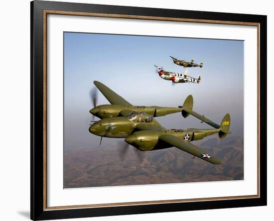 Three Lockheed P-38 Lightnings in Flight-Stocktrek Images-Framed Photographic Print