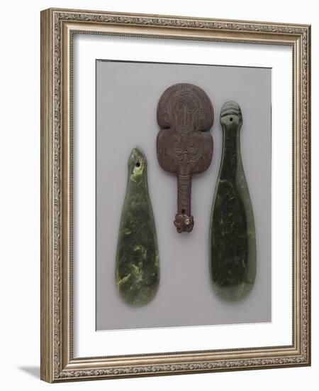 Three Maori Hand Clubs Including Two Made from Nephrite-null-Framed Giclee Print