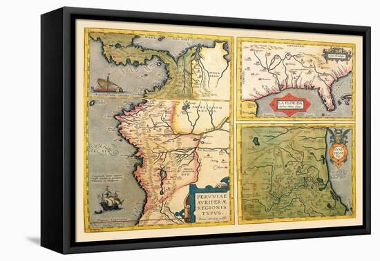 Three Maps-Abraham Ortelius-Framed Stretched Canvas